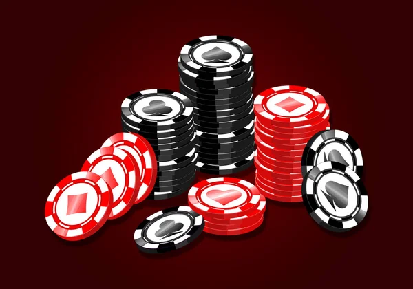 Ensemble Vectoriel Jetons Poker Rouges Noirs Casino Jetons Pièces Avec — Image vectorielle