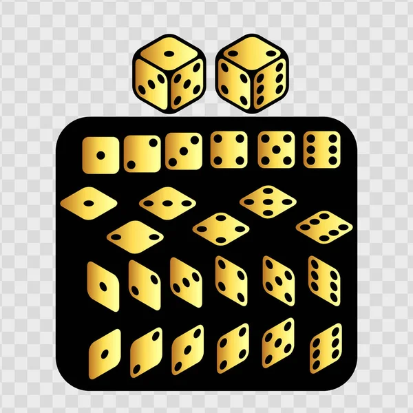 Gold Dice Constructor Isolated Vector Illustration — Stock Vector