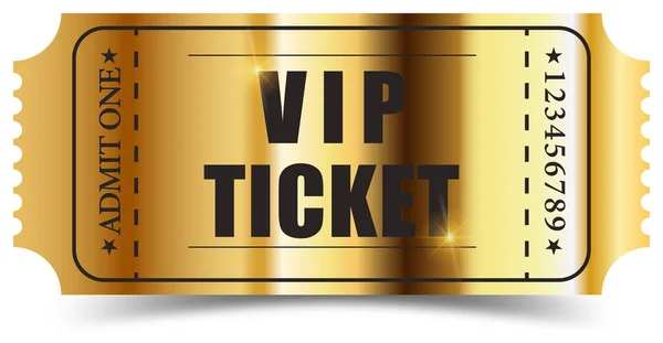 Realistic Golden Vip Ticket — Stock Vector