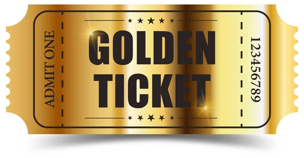 Realistic Golden Vip Ticket — Stockový vektor