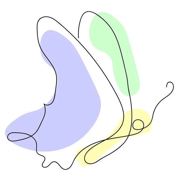 Logotipo Borboleta Voadora Ilustração Vetorial Preto Branco Desenho Contínuo Uma —  Vetores de Stock