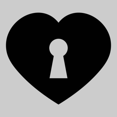 Anahtar delikli kalp. Düz simge. Siyah