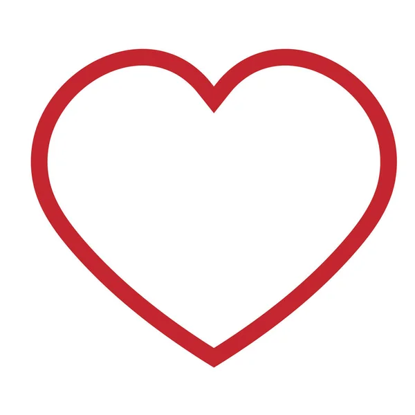 Hjärtat Älskar Platt Ikon Röd Stroke — Stock vektor