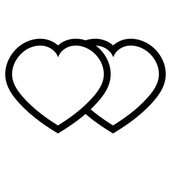 Två Hjärtan Kärlek Och Äktenskap Platt Ikon Svart Stroke — Stock vektor