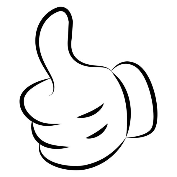 Как знак или большой палец вверх в комическом стиле. Векторная иллюстрация.