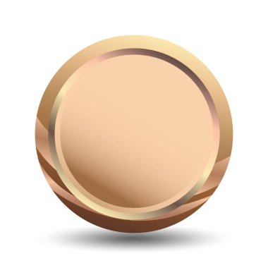 Pullar ve madeni paralar için Şampiyon Bronz Madalya Şablonu. Üçüncülük. Şeffaf arkaplan. Vektör İllüstrasyonu