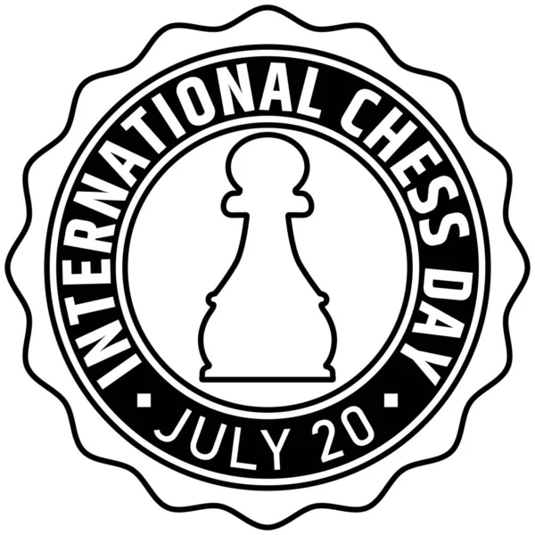 有典当标志的国际象棋邮票 国际象棋日 7月20日 — 图库矢量图片