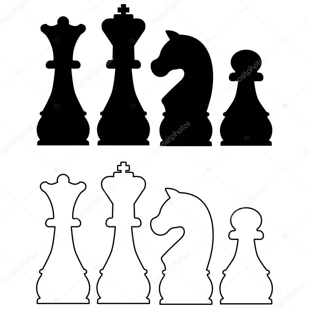 Chess pieces silhouettes. International chess day. 20 july