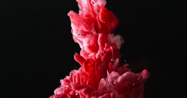 Brillante vernice esplode in acqua nera gorgogliando e creando un bellissimo modello — Video Stock