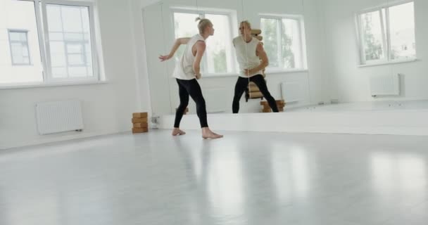 Handsome european man dancing ballet — Stock Video