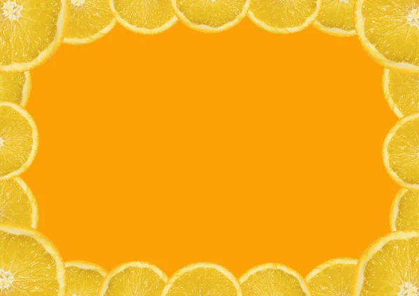 Cadre Fruits Orange Avec Fond Orange — Photo