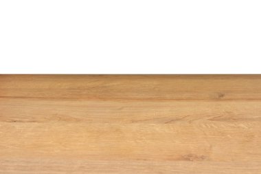 Tahta masa beyaz arkaplanda izole edildi