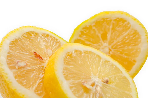 Fatias Limão Branco Isolado Branco — Fotografia de Stock
