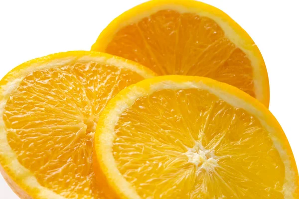 Cerrar Rodajas Naranja Aisladas Blanco — Foto de Stock