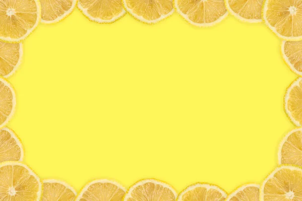 Cadre Tranches Citron Avec Fond Jaune Texture — Photo