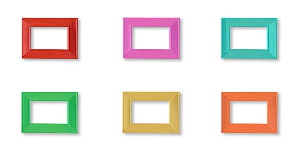 Set Colorful Wooden Frames Isolated White — Stock Photo, Image