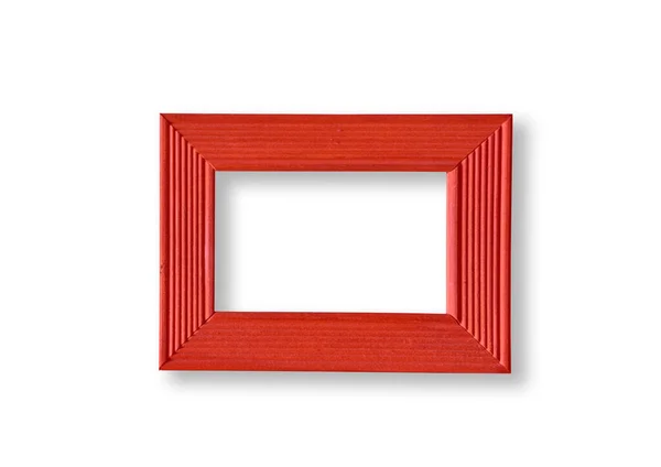 Red Wooden Picture Frame Isolated White — Stock Photo, Image