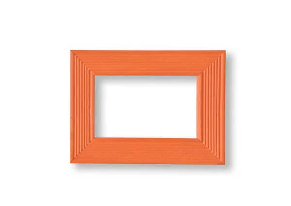 Cadre Photo Bois Orange Isolé Sur Blanc — Photo