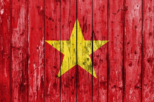 Flag of Vietnam painted on wooden frame — Stock Photo, Image