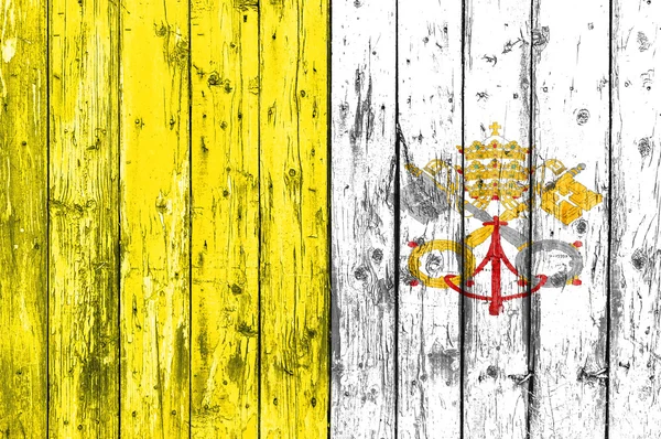 Флаг Ватикана раскрашен на деревянной раме — стоковое фото