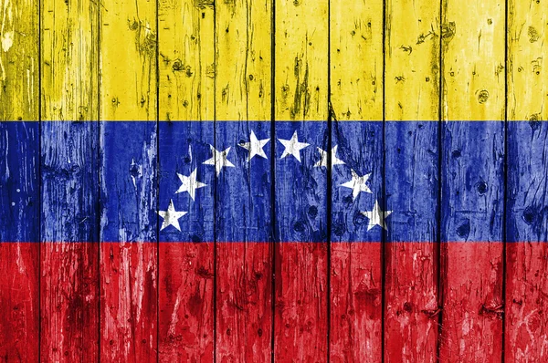 Bandera de Venezuela pintada sobre marco de madera — Foto de Stock