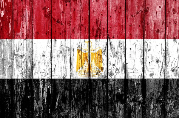 Flag of Egypt painted on wooden frame
