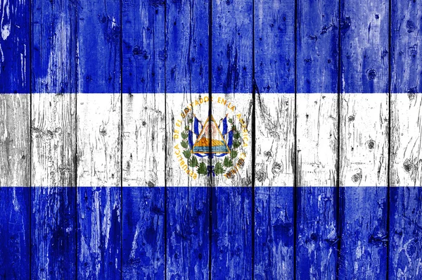 Bandeira de El Salvador pintado em moldura de madeira — Fotografia de Stock