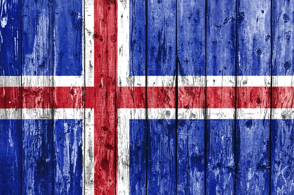 Bandera de Islandia pintada sobre marco de madera — Foto de Stock