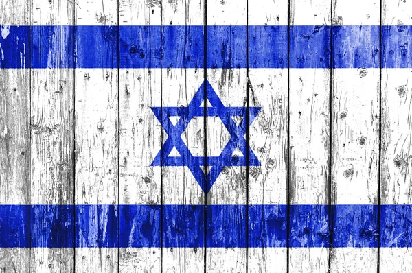 Bandera de Israel pintada sobre marco de madera — Foto de Stock