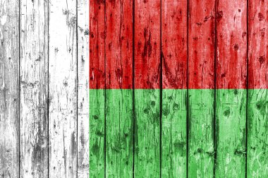 ahşap çerçeve boyalı Madagaskar bayrağı