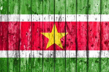 ahşap çerçeve boyalı Surinam Cumhuriyeti bayrağı