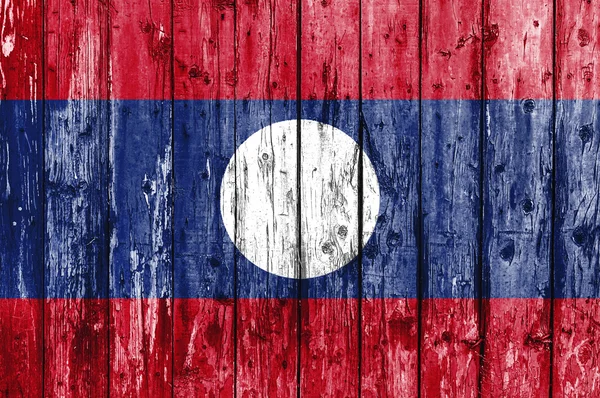 Bandeira de Laos pintada em moldura de madeira — Fotografia de Stock