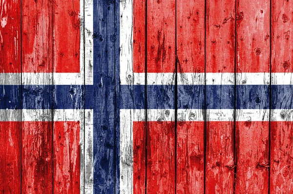 För norsk flagg målade på träram — Stockfoto
