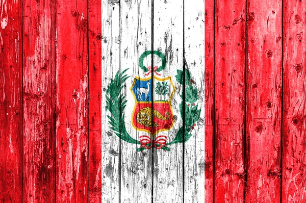 Peru zászlaja festett fa keretben — Stock Fotó
