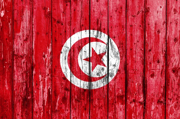 Drapeau de Tunisie peint sur cadre en bois — Photo