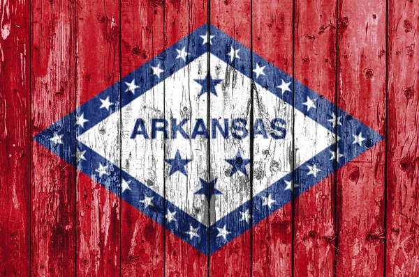 Bandera de Arkansas pintada sobre marco de madera — Foto de Stock