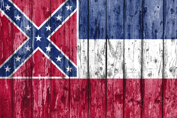 Flagge von mississippi auf Holzrahmen gemalt — Stockfoto