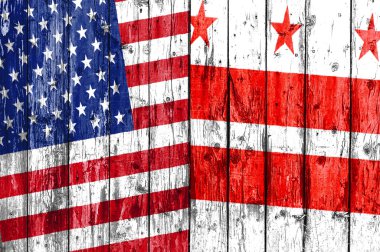 Bayrak bize ve Columbia Bölgesi Washington boyalı ahşap çerçeve