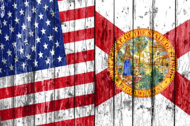 Bayrak bize ve Florida boyalı ahşap çerçeve