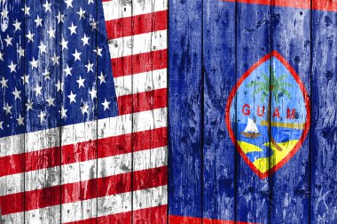 Bayrak bize ve Guam boyalı ahşap çerçeve