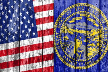 Bayrak bize ve Nebraska boyalı ahşap çerçeve