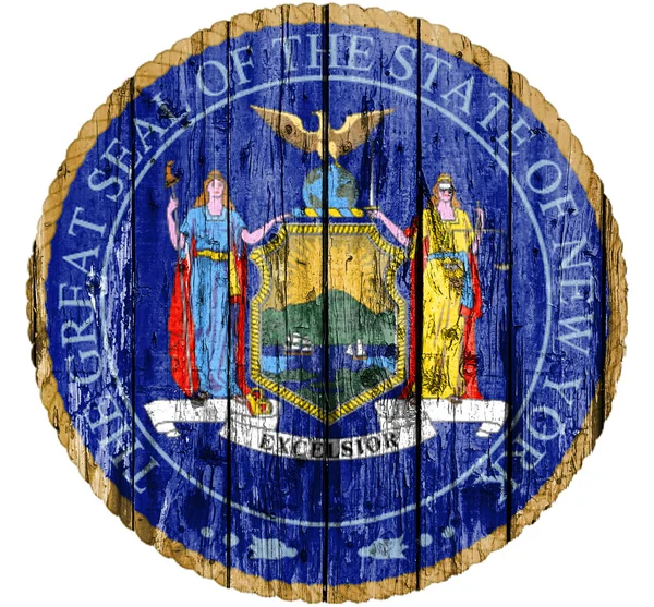 Flag of Seal New York painted on wooden frame — Stock Photo, Image