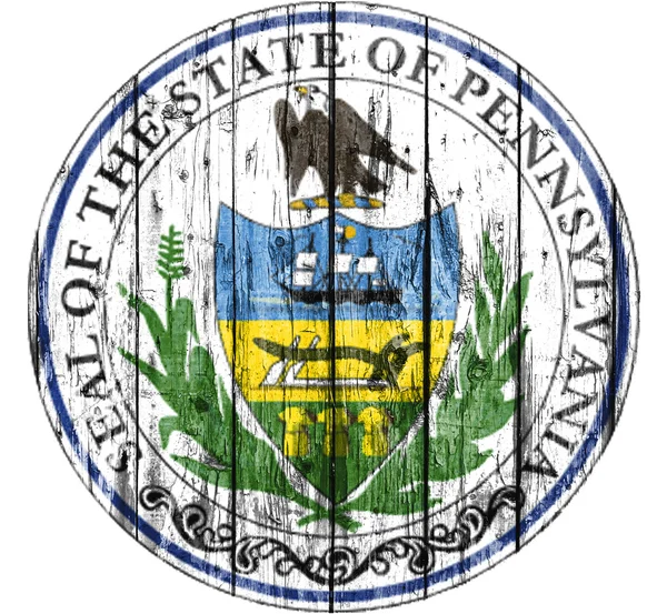 Флаг Печати Пенсильвании на деревянной раме — стоковое фото