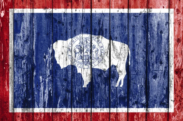 Bandera de Wyoming pintada sobre marco de madera —  Fotos de Stock