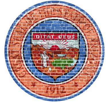 Arizona mühür ABD bayrağı eski vintage tuğla duvara boyalı