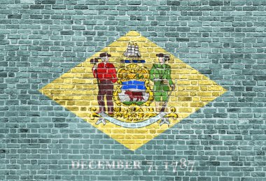 Delaware ABD bayrağı eski vintage tuğla duvara boyalı