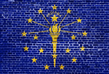 Indiana ABD bayrağı eski vintage tuğla duvara boyalı