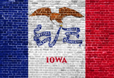 Iowa ABD bayrağı eski vintage tuğla duvara boyalı