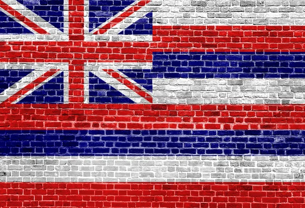 Bandera de Hawái EE.UU. pintada en pared de ladrillo antiguo — Foto de Stock