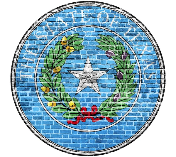 Texas pecsét zászló festett régi vintage téglafal — Stock Fotó